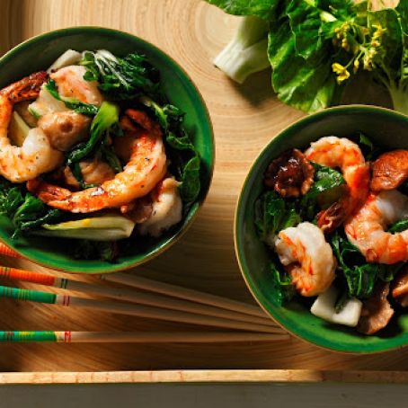 SHRIMP-Stir-fried bok choy with jumbo prawns